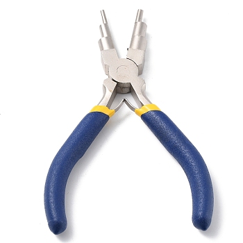 6-in-1 Bail Making Pliers, with Plastic Handles, 45# Steel 6-Step Multi-Size Wire Looping Forming Pliers, for Loops and Jump Rings, Dark Blue, 15x9.85x1.35cm