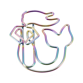 Mermaid Shape Iron Paper Clips, Cute Paper Clips, Funny Bookmark Marking Clips, Rainbow Color, 36x33x3mm