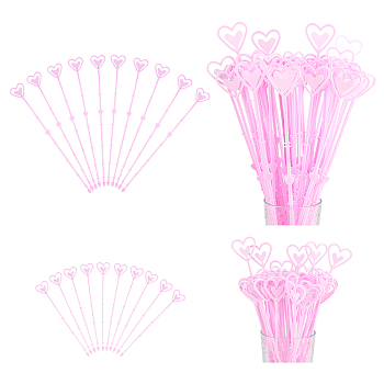 AHADERMAKER 120Pcs 2 Style Heart Shaped Plastic Flower Card Holder Stick, for Weddings Birthday Party Decorations, Pearl Pink, 231.5x36x1.8mm, 60pcs/style