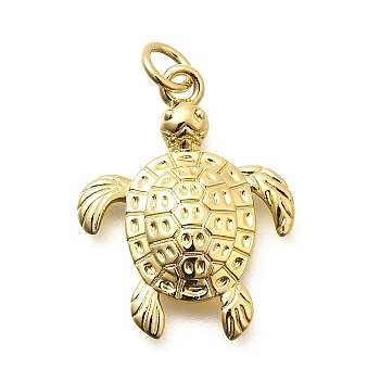 Brass Pendants, Cadmium Free & Lead Free, Long-Lasting Plated, Rack Plating, Real 18K Gold Plated, Turtle, 22.5x17.5x3.5mm, Hole: 3.7mm