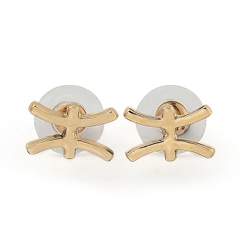 12 Constellation/Zodiac Sign Alloy Stud Earrings, with Ear Nuts, Golden, Pisces, 13x9.5x1.6mm, Pin: 0.6mm