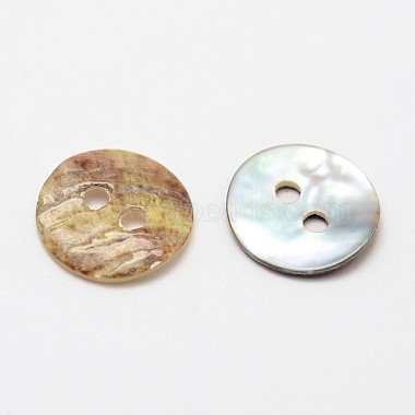 2-Hole Flat Round Mother of Pearl Buttons(SHEL-N033-06-10mm)-2