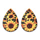 Single Face Sunflower Printed Wood Big Pendants(WOOD-TAC0021-01A)-2