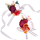 2Pcs 2 Style Silk Cloth & Plastic Imitation Flower Wrist Corsage & Corsage Boutonniere(AJEW-CP0007-26A)-1