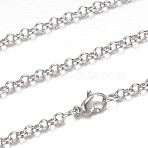 Non-Tarnish 304 Stainless Steel Rolo Chain Necklaces, with Lobster Claw Clasps, Stainless Steel Color, 20.07 inch(51cm)(STAS-P101-10P)