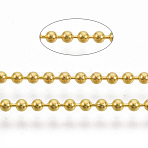Brass Ball Chains, Long-Lasting Plated, Soldered, with Spool, Cadmium Free & Nickel Free & Lead Free, Golden, 2mm, about 301.83 Feet(92m)/roll(CHC-S008-003E-G)
