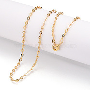 Brass Heart Link Chain Necklaces, with Lobster Claw Clasps, Real 18K Gold Plated, 17.72x0.10 inch(450x2.5mm)(NJEW-N054-10G)