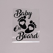 Waterproof PET Refective Sticker, for Car Window Decoration, Baby Footprints & Word Baby On Board, Black, 15x11.5cm(DIY-WH0273-39C)