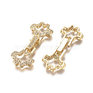 Brass Micro Pave Clear Cubic Zirconia Fold Over Clasps, Cloud, Golden, 34x14x4.5mm, Hole: 0.8mm(ZIRC-I038-17G)