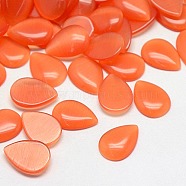 Cat Eye Cabochons, teardrop, Coral, 25x18x4mm(CE-J001-18x25mm-01)