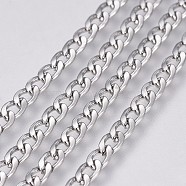 304 Stainless Steel Curb Chains, Unwelded, Stainless Steel Color, 4.5x3x1mm(CHS-G005-B-01P)