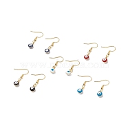 Enamel Evil Eye Dangle Earrings, Golden Plated 304 Stainless Steel Jewelry for Women, Mixed Color, 30mm, Pin: 0.6mm(EJEW-JE04987)