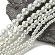 Dyed Glass Pearl Round Beads Strands, White, 4mm/6mm/8mm/10mm/12mm, Hole: 1mm, about 70~216pcs/strand(HY-X0001-06)