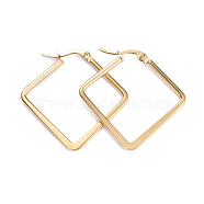 201 Stainless Steel Angular Hoop Earrings, with 304 Stainless Steel Pins, Flat Rhombus, Golden, 34.5x35.5x1.5~2mm, Pin: 1x0.7mm(EJEW-I245-23D)