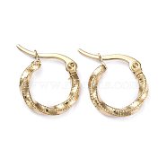 201 Stainless Steel Hoop Earrings, with 304 Stainless Steel Pins, Twisted Ring Shape, Golden, 14.5x2.5mm, Pin: 1x0.7mm(EJEW-I245-02G)