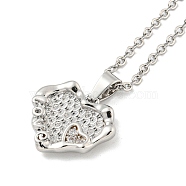 Heart Brass Micro Pave Clear Cubic Zirconia for Women, Cable Chains, Platinum, 19.84 inch(504mm)(NJEW-B100-07P)