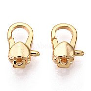 Brass Heart Lobster Claw Clasps, for Jewelry Making, Real 18K Gold Plated, 11x7.5x4mm, Hole: 1.2mm(KK-N254-10G)