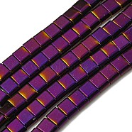Electroplated Non-magnetic Synthetic Hematite Beads Strands, Rectangle, 2-Hole, Purple, 6x4x3mm, Hole: 1.2mm, about 95pcs/strand, 15.35 inch(39cm)(G-C106-B02-06B)