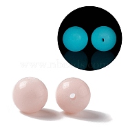 Luminous Candy Color Glass Bead, Glow in the Dark,  Round, Pink, 8mm, Hole: 1.3mm(GLAA-E031-01B-06)