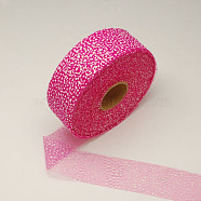 Organza Ribbon, Nice for Party Decoration, Hot Pink, 1-5/8 inch(42mm), 100yards/roll(91.44m/roll)(ORIB-S011-3)