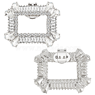 2Pcs Platinum Alloy & Rhinestone Detachable Shoe Buckle Clips, Rectangle Shoe Decoration, Crystal, 53.5x64x6.5mm(FIND-FG0003-11)