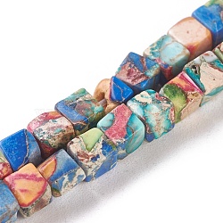 Natural Imperial Jasper Beads Strands, Dyed, Cube, Colorful, 4.5x4.5x4.5mm, Hole: 0.8mm, about 87~88pcs/strand, 15.1 inch~15.3 inch(38.5~39cm)(X-G-I248-02A)