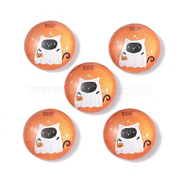 Glass Stickers, Self Adhesive Craft Stickers, Half Round, Ghost Pattern, 12x4mm(GLAA-B006-01F)