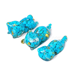 Resin Cat Display Decoration, with Synthetic Turquoise Chips inside Statues for Home Office Decorations, 60x30mm, 3pcs/set(PW-WGD6B6E-06)