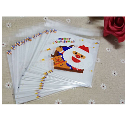 Printed Plastic Bags, with Adhesive, Christmas Theme, Colorful, 13x10cm, Unilateral Thickness: 0.035mm, Inner Measure: 10x10cm, about 95~100pcs/bag(PE-L002-15)