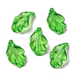 Transparent Acrylic Pendant, Leaf, Lawn Green, 24x14x3.5mm, Hole: 2mm, 833pcs/500g(OACR-E039-69E)
