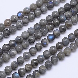 Natural Labradorite Round Bead Strands, 8mm, Hole: 1mm, about 48pcs/strand, 15.5 inch(X-G-I156-01-8mm)