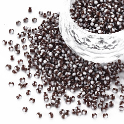 12/0 Two Tone Opaque Glass Seed Beads, Opaque Colours Seep, Round Hole, Column, Saddle Brown, 2~2.5x1.5~2mm, Hole: 0.7mm, about 450g/Pound(SEED-T006-01A-A03)