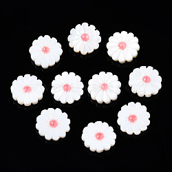Natural Freshwater Shell Beads, with Enamel, Flower, Light Coral, 12x4mm, Hole: 0.9mm(SHEL-N026-143A-149B)