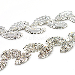 Brass Glass Rhinestone Chains, with Spool, Rhinestone Cup Chain, Crystal, Silver Color Plated, 15~16x3mm, about 5yards/roll(4.572m/roll)(CHC-S001-05)