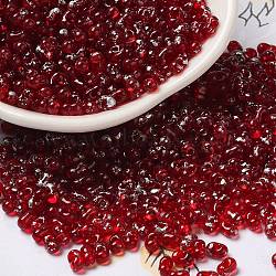 Spray Painted Glass Seed Beads, Peanut, Red, 4~5x2~2.5x2~2.5mm, Hole: 0.8~0.9mm, about 8500pcs/pound(SEED-F005-11A-02)