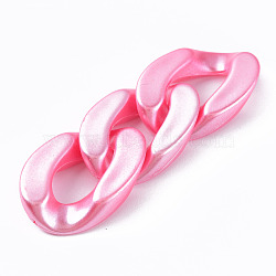Opaque Acrylic Linking Rings, Quick Link Connectors, for Curb Chains Making, Pearlized, Twist, Hot Pink, 29x20x6mm, Inner Diameter: 8x16mm(OACR-S036-011A-13)