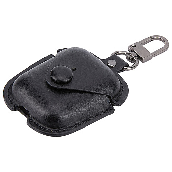 Imitation Leather Wireless Earbud Carrying Case, Cell Phone Storage with Clasp, Rectangle, Black, 110mm