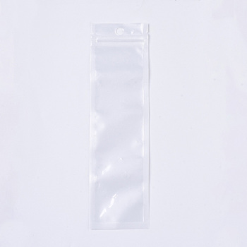 Pearl Film Plastic Zip Lock Bags, Resealable Packaging Bags, with Hang Hole, Top Seal, Self Seal Bag, Rectangle, White, 21x6cm, Inner Measure: 18x5cm