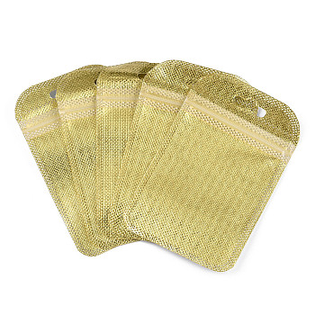 Translucent Plastic Zip Lock Bags, Resealable Packaging Bags, Rectangle, Gold, 11x7x0.03cm
