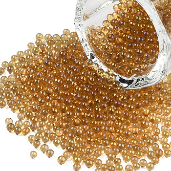 DIY 3D Nail Art Decoration Mini Glass Beads, Tiny Caviar Nail Beads, AB Color Plated, Round, Camel, 3.5mm, about 450g/bag