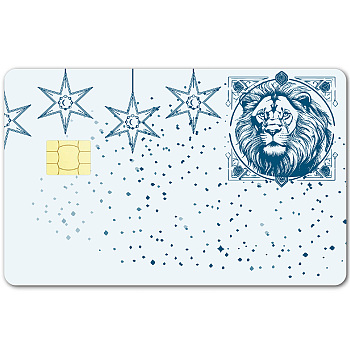 Rectangle PVC Plastic Waterproof Card Stickers, Self-adhesion Card Skin for Bank Card Decor, Lion, 186.3x137.3mm