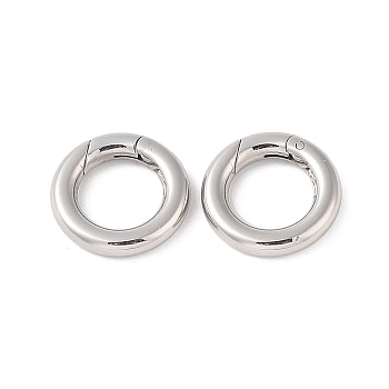 Ring Smooth 304 Stainless Steel Spring Gate Rings, O Rings, Snap Clasps, Stainless Steel Color, 9 Gauge, 15x3mm