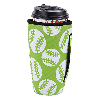 Neoprene Cup Sleeve, Insulated Reusable Coffee & Tea Cup Sleeves, with Handle, Baseball Pattern, 186x140mm