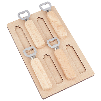 MDF Bottle Opener Display Stand, Rectangle, Wheat, 270x170x10mm