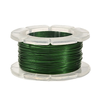 Round Copper Craft Wire, for Jewelry Making, Long-Lasting Plated, Dark Green, 24 Gauge, 0.5mm, about 39.37 Feet(12m)/roll.
