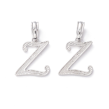 Rack Plating Eco-Friendly Brass Letter Pendants, Real Platinum Long-Lasting Plated, Cadmium Free & Lead Free, Letter.Z, 17x14x1.4mm, Hole: 6.5x3.3mm