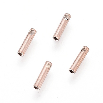 Ion Plating(IP) 304 Stainless Steel Cord Ends, End Caps, Column, Rose Gold, 7x1.6mm, Hole: 0.6mm, Inner Diameter: 1mm