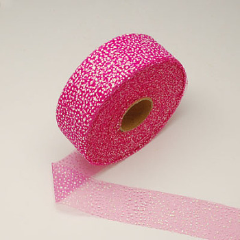 Organza Ribbon, Nice for Party Decoration, Hot Pink, 1-5/8 inch(42mm), 100yards/roll(91.44m/roll)