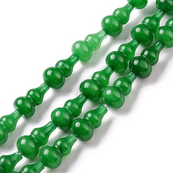 Natural White Jade Beads Strands, Dyed, Gourd, Green, 17.5~18.5x9.5~10mm, Hole: 1.2mm, about 23~24pcs/strand, 16.14~16.34 inch(41~41.5cm)