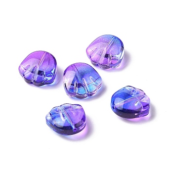 Transparent Spray Painted Glass Beads, Bear Claw Print, Blue Violet, 14x14x7mm, Hole: 1mm